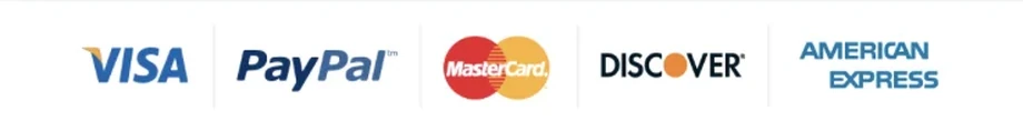 Payment methods shown on the vendor listing: Visa, PayPal, Mastercard, Discover and American Express